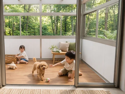 子どもやペットがのびのび遊べる場所に
